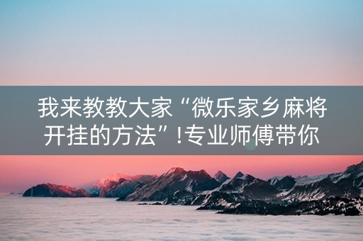 我来教教大家“微乐家乡麻将开挂的方法”!专业师傅带你一起了解（详细教程）-抖音