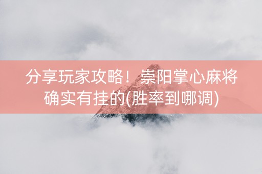 分享玩家攻略！崇阳掌心麻将确实有挂的(胜率到哪调)