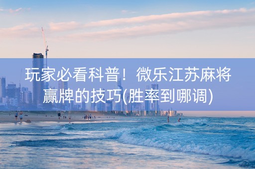 玩家必看科普！微乐江苏麻将赢牌的技巧(胜率到哪调)