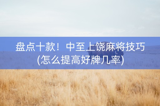 盘点十款！中至上饶麻将技巧(怎么提高好牌几率)