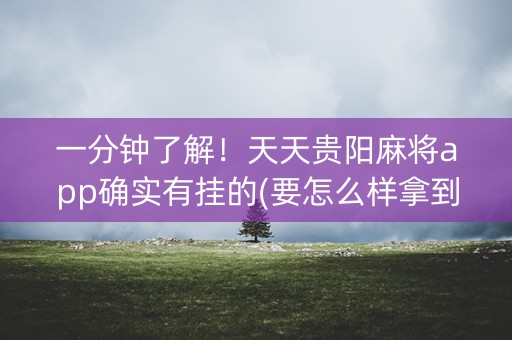 一分钟了解！天天贵阳麻将app确实有挂的(要怎么样拿到好牌)