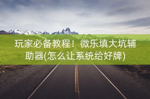玩家必备教程！微乐填大坑辅助器(怎么让系统给好牌)