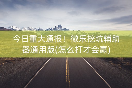 今日重大通报！微乐挖坑辅助器通用版(怎么打才会赢)