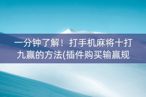 一分钟了解！打手机麻将十打九赢的方法(插件购买输赢规律)