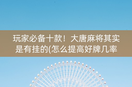 玩家必备十款！大唐麻将其实是有挂的(怎么提高好牌几率)