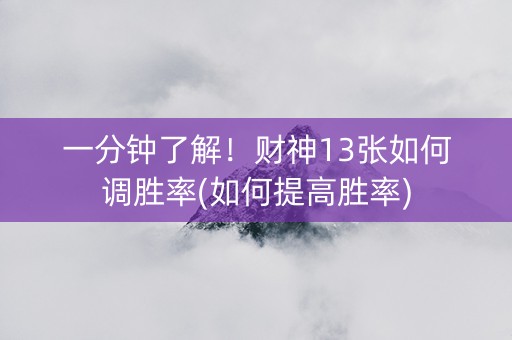 一分钟了解！财神13张如何调胜率(如何提高胜率)