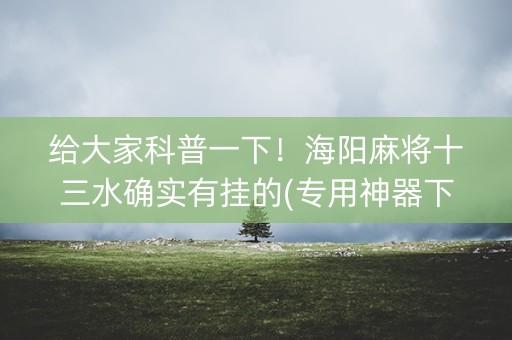 给大家科普一下！海阳麻将十三水确实有挂的(专用神器下载)
