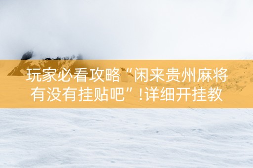 玩家必看攻略“闲来贵州麻将有没有挂贴吧”!详细开挂教程-抖音