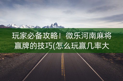 玩家必备攻略！微乐河南麻将赢牌的技巧(怎么玩赢几率大)