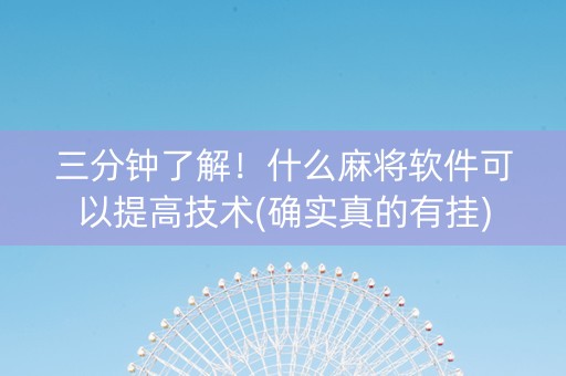 三分钟了解！什么麻将软件可以提高技术(确实真的有挂)