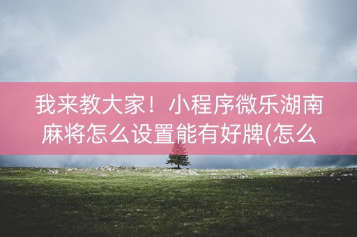 我来教大家！小程序微乐湖南麻将怎么设置能有好牌(怎么才能调胜率)