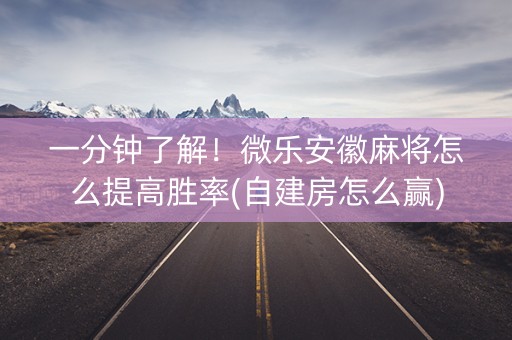 一分钟了解！微乐安徽麻将怎么提高胜率(自建房怎么赢)