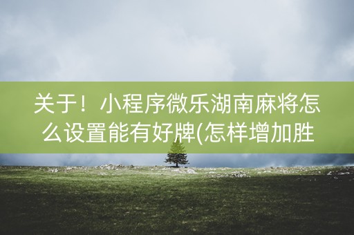 关于！小程序微乐湖南麻将怎么设置能有好牌(怎样增加胜率)