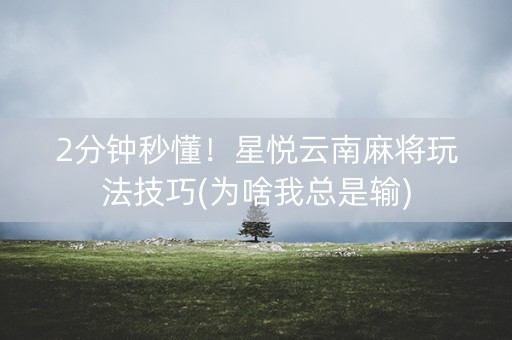 2分钟秒懂！星悦云南麻将玩法技巧(为啥我总是输)