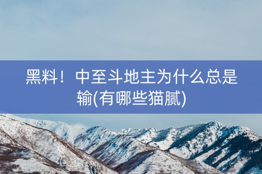 黑料！中至斗地主为什么总是输(有哪些猫腻)