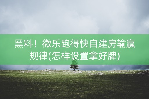 黑料！微乐跑得快自建房输赢规律(怎样设置拿好牌)