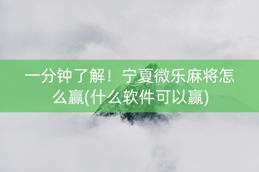 一分钟了解！宁夏微乐麻将怎么赢(什么软件可以赢)