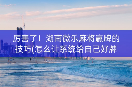 厉害了！湖南微乐麻将赢牌的技巧(怎么让系统给自己好牌)