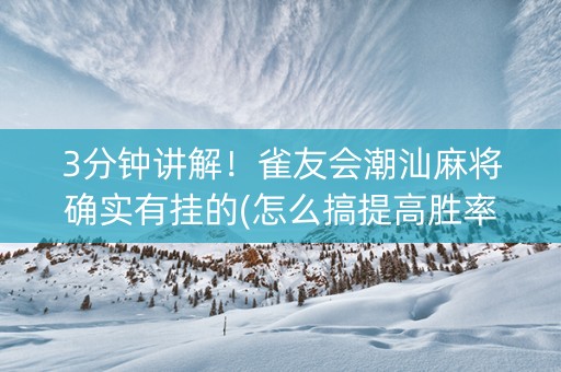 3分钟讲解！雀友会潮汕麻将确实有挂的(怎么搞提高胜率)