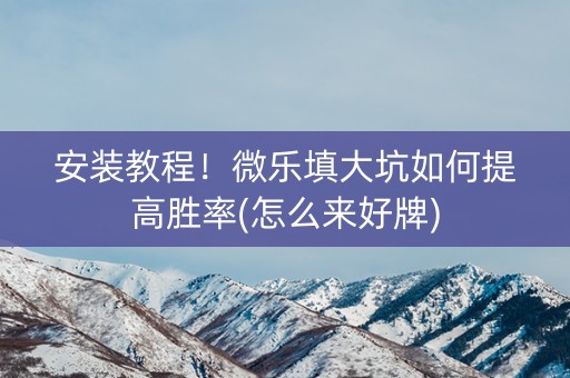 安装教程！微乐填大坑如何提高胜率(怎么来好牌)