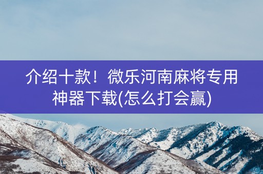 介绍十款！微乐河南麻将专用神器下载(怎么打会赢)