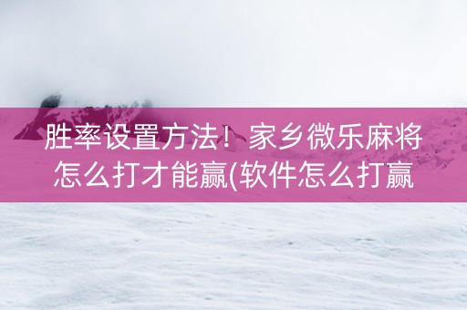 胜率设置方法！家乡微乐麻将怎么打才能赢(软件怎么打赢)