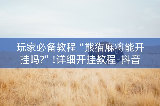 玩家必备教程“熊猫麻将能开挂吗?”!详细开挂教程-抖音