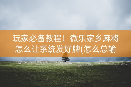 玩家必备教程！微乐家乡麻将怎么让系统发好牌(怎么总输有什么猫腻)