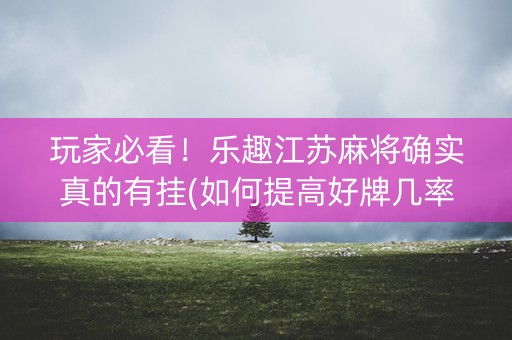 玩家必看！乐趣江苏麻将确实真的有挂(如何提高好牌几率)