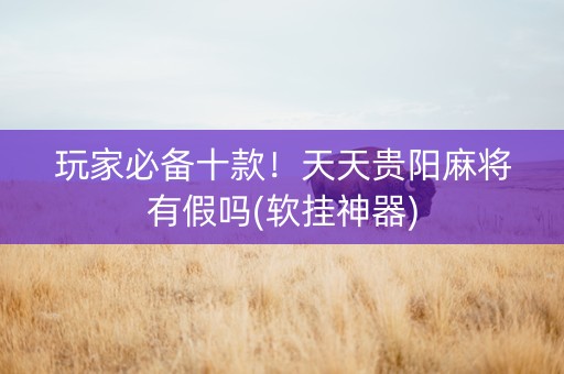 玩家必备十款！天天贵阳麻将有假吗(软挂神器)