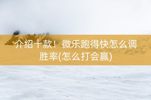 介绍十款！微乐跑得快怎么调胜率(怎么打会赢)