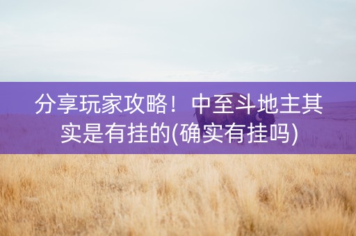 分享玩家攻略！中至斗地主其实是有挂的(确实有挂吗)