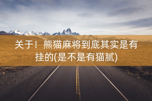 关于！熊猫麻将到底其实是有挂的(是不是有猫腻)