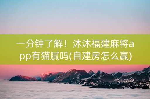 一分钟了解！沐沐福建麻将app有猫腻吗(自建房怎么赢)