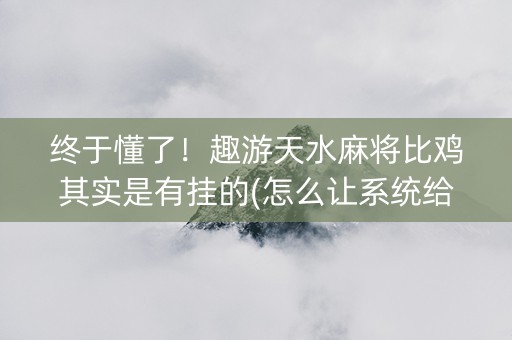 终于懂了！趣游天水麻将比鸡其实是有挂的(怎么让系统给好牌)
