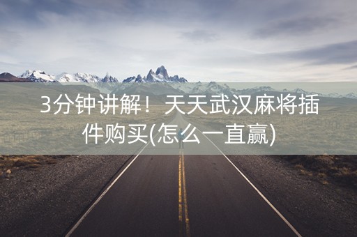 3分钟讲解！天天武汉麻将插件购买(怎么一直赢)