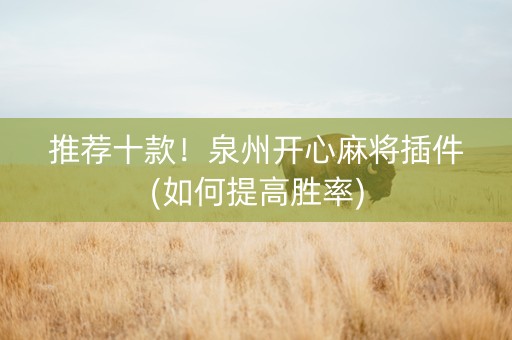 推荐十款！泉州开心麻将插件(如何提高胜率)