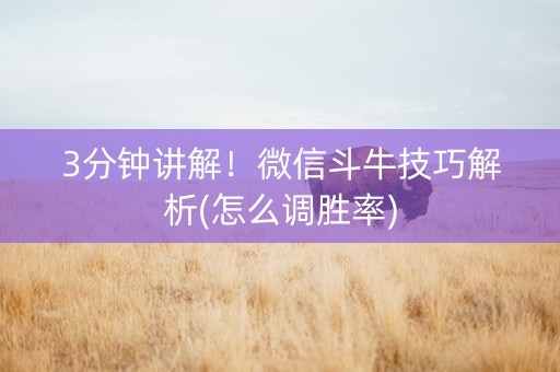 3分钟讲解！微信斗牛技巧解析(怎么调胜率)