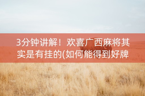 3分钟讲解！欢喜广西麻将其实是有挂的(如何能得到好牌)