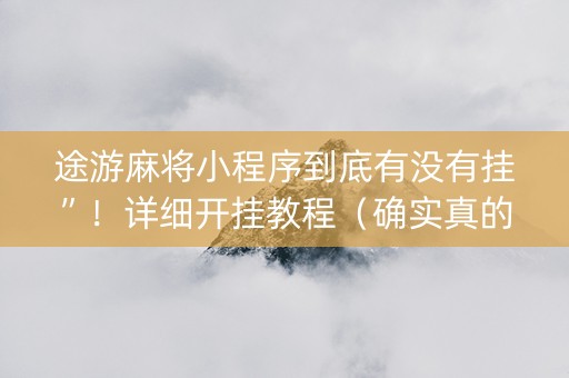 途游麻将小程序到底有没有挂”！详细开挂教程（确实真的有挂)-抖音