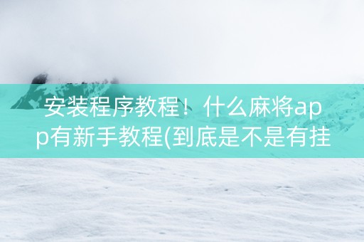 安装程序教程！什么麻将app有新手教程(到底是不是有挂)