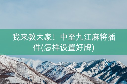 我来教大家！中至九江麻将插件(怎样设置好牌)