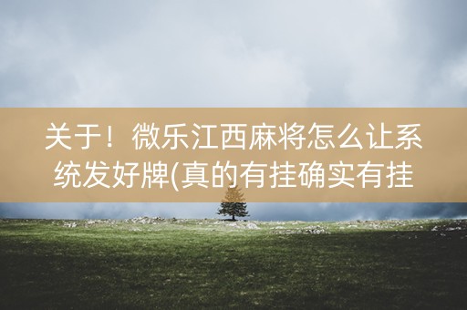 关于！微乐江西麻将怎么让系统发好牌(真的有挂确实有挂)