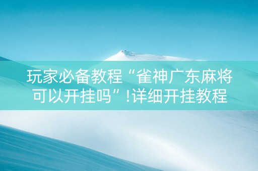 玩家必备教程“雀神广东麻将可以开挂吗”!详细开挂教程-抖音