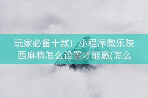 玩家必备十款！小程序微乐陕西麻将怎么设置才能赢(怎么设置才能赢)