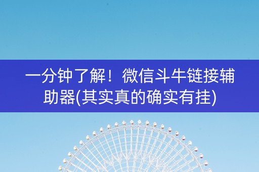 一分钟了解！微信斗牛链接辅助器(其实真的确实有挂)