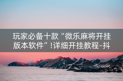 玩家必备十款“微乐麻将开挂版本软件”!详细开挂教程-抖音