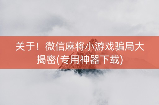 关于！微信麻将小游戏骗局大揭密(专用神器下载)