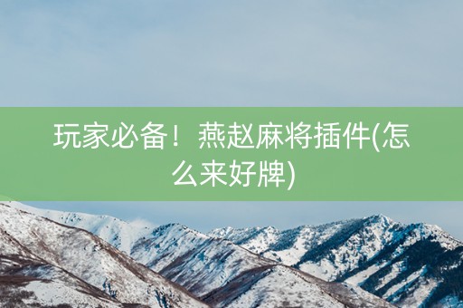 玩家必备！燕赵麻将插件(怎么来好牌)