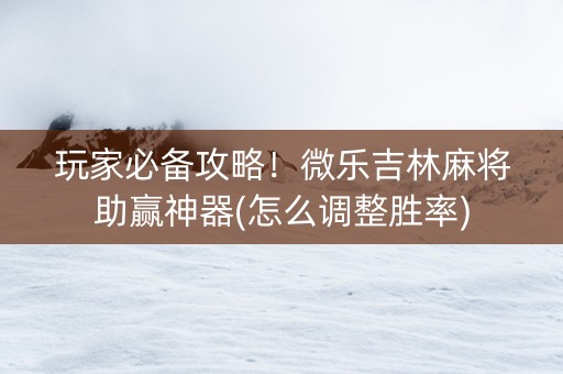 玩家必备攻略！微乐吉林麻将助赢神器(怎么调整胜率)